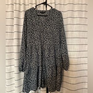 Leopard Print Long Sleeve Dress